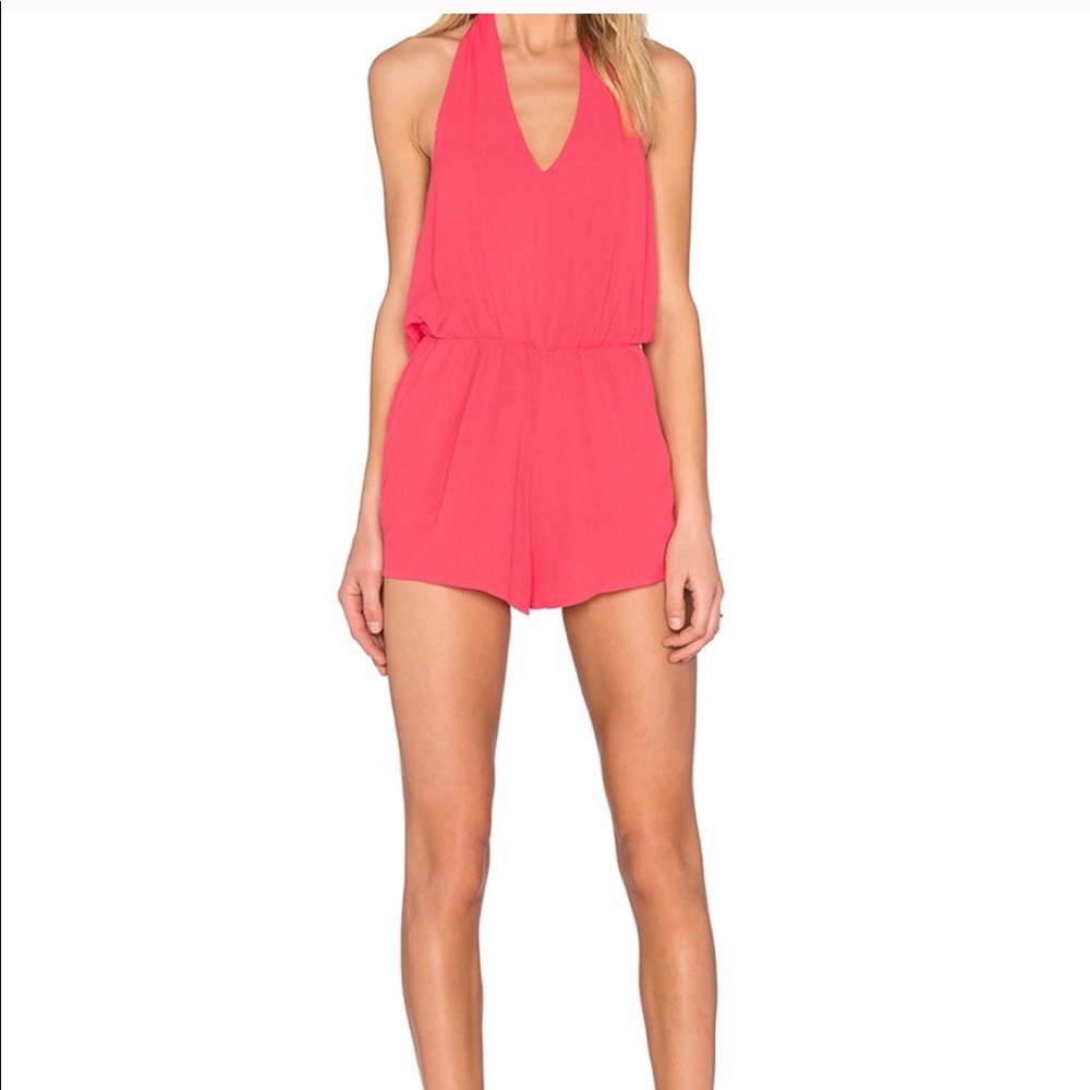 Coral halter romper